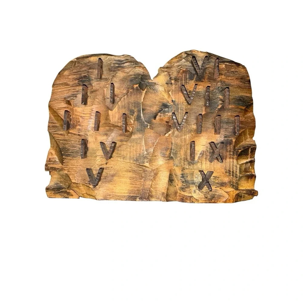 Vintage Ten Commandments Wall Plaque – Rustic Handcrafted Wood Intetesting